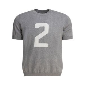 RAKKI Men's Crew Neck Short Sleeve Knit T-Shirt with Number Graphic Men GREY